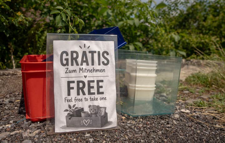 Geschenkekisten am Straßenrand